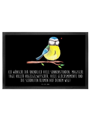 Mr. & Mrs. Panda Fußmatte outdoor Vogel Blaumeise mit Spruch in Schwarz