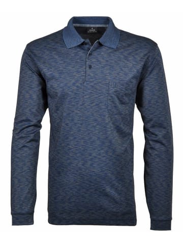 Ragman Poloshirt langarm für Herren in blau