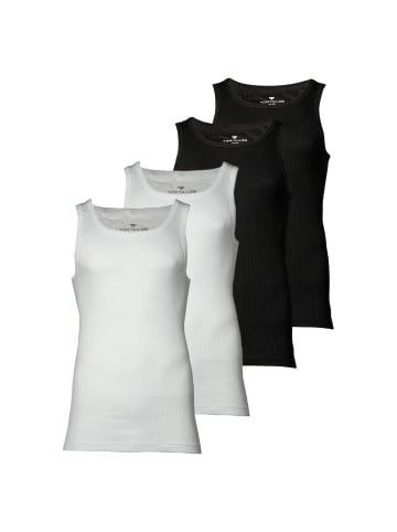 Tom Tailor Unterhemd 4er Pack in Weiß/Schwarz