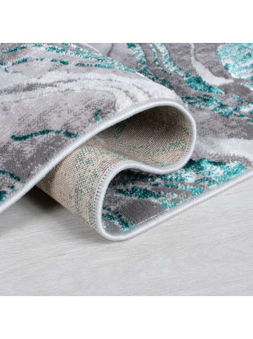 KADIMA DESIGN Luxuriöser Wohnzimmer Teppich mit metallischer Marmorierung in Grün-Grau