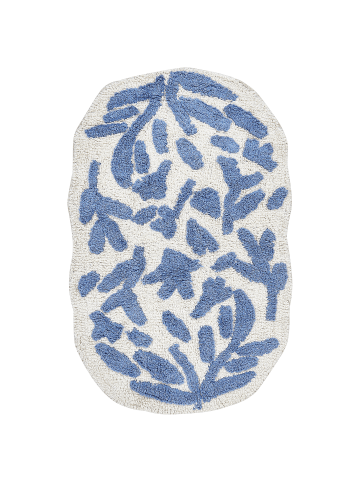 Beliani Badematte DERIK in Blau/Weiß - (W) 60 x (L) 90 cm