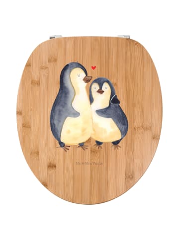 Mr. & Mrs. Panda Motiv WC Sitz Pinguin umarmen ohne Spruch in Braun