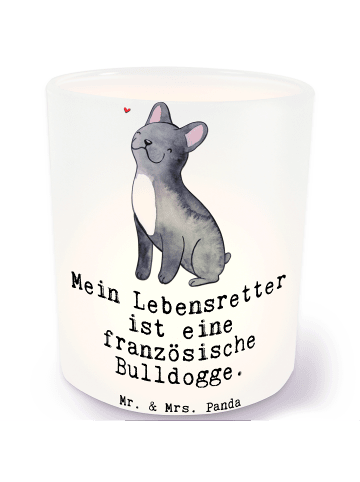 Mr. & Mrs. Panda Windlicht Satiniert Französische Bulldogge Lebe... in Transparent