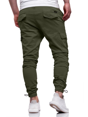 DAILY COTTON Cargohose - mit elastischem Bund Slim-Fit Jogger-Hose Jeanshose Stoffhose in Khaki