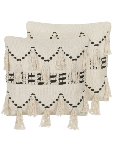 Beliani 2er-Set Dekokissen THONDI in Beige/Schwarz