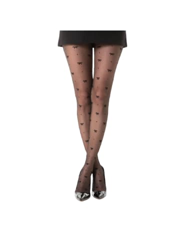 COFI 1453 Damen Strumpfhose hohe Taille gemusterte Strumpfhose Muster Optik in Schwarz