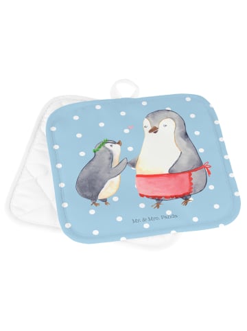 Mr. & Mrs. Panda 2er Set Topflappen  Pinguin mit Kind ohne Spruch in Blau Pastell