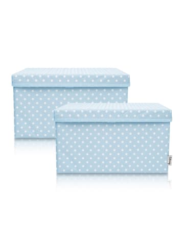 Lifeney Aufbewahrungsbox 2er-Set Hellblau Punkte, 37 x 25 x 21 cm