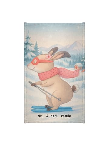 Mr. & Mrs. Panda Gästehandtuch Hase Skifahren Design ohne Spruch in Weiß