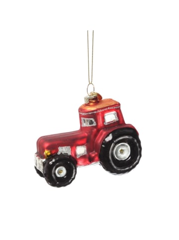 MARELIDA Weihnachtsbaumschmuck Traktor Glas H: 7cm in rot