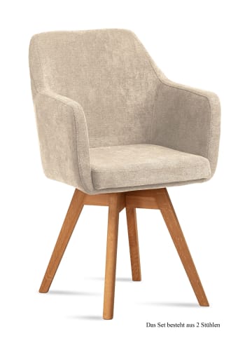 58 aufm Kessel ARMLEHNSTUHL drehbar (2er-Set) Dorry 57x87x60 Eiche geölt/Braun