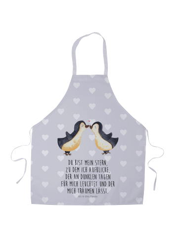 Mr. & Mrs. Panda Barkeeper Schürze Pinguin Liebe mit Spruch in Grau Pastell
