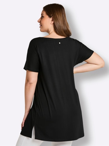 sheego Kurzarm-Shirt in schwarz-sesam-bedruckt