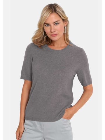 GOLDNER Kaschmirpullover mit Rundhals Halbarmpullover mit Rundhals aus Kaschmir in grau / melange