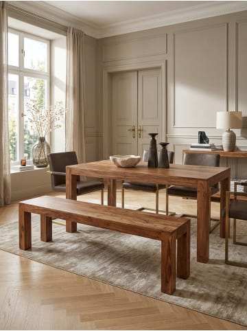 KADIMA DESIGN Sitzbank Massiv | Sheesham, Landhausstil in Braun