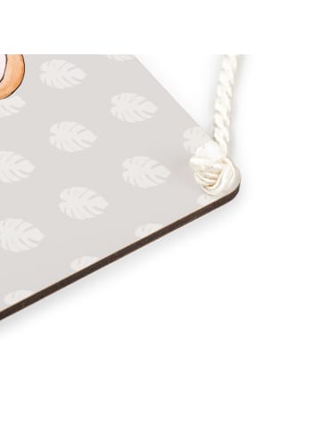 Mr. & Mrs. Panda Schild Faultier Kaffee mit Spruch in Grau Pastell