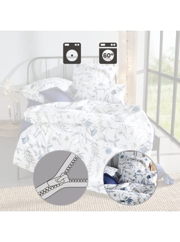 Erwin Müller Perkal-Seersucker Bettwäsche in blau-weiß