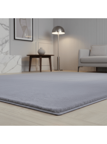KADIMA DESIGN Teppich Kurzflor Waschbar Einfarbig NECKAR Strapazierfähig OEKO-TEX in Grau