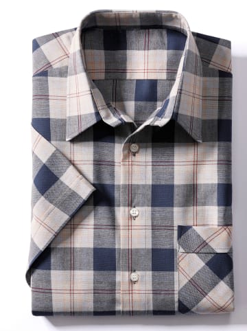 WITT WEIDEN Kurzarm-Hemd in beige-blau