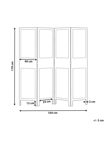 Beliani Paravent BRENNERBAD in Braun/Schwarz - (W) 164 x (H) 170 x (L) 2 cm