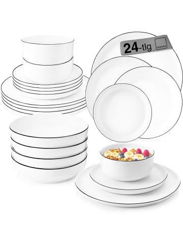 Sänger Tafelservice Marlo Black Rim - 24 teilig aus Porzellan