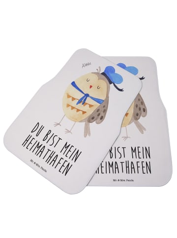 Mr. & Mrs. Panda Fahrer Autofußmatte Eule Matrose mit Spruch in Weiß