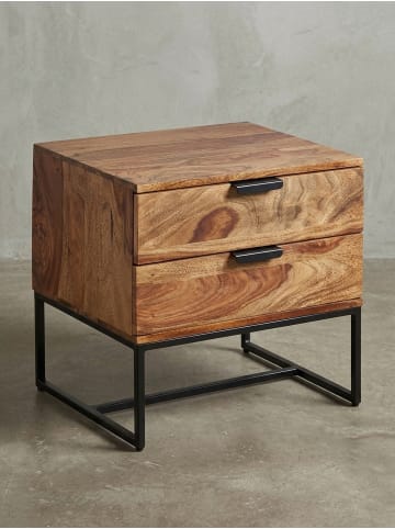 KADIMA DESIGN Nachttisch Massivholz / Metall 50x40x51 cm Nachtschrank