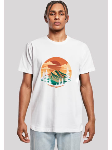 F4NT4STIC T-Shirt Sonnenuntergang Berglandschaft in weiß