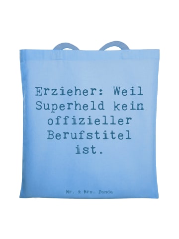 Mr. & Mrs. Panda Tragetasche Spruch Erzieher Superheld mit Spruch in Sky Blue