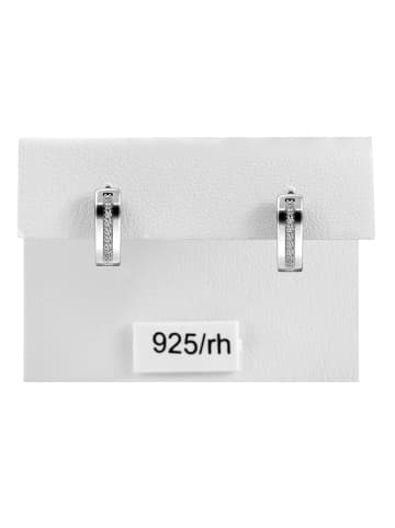 Adeliás Damen Ohrringe – Klappcreole aus 925 Silber mit Zirkonia in silber