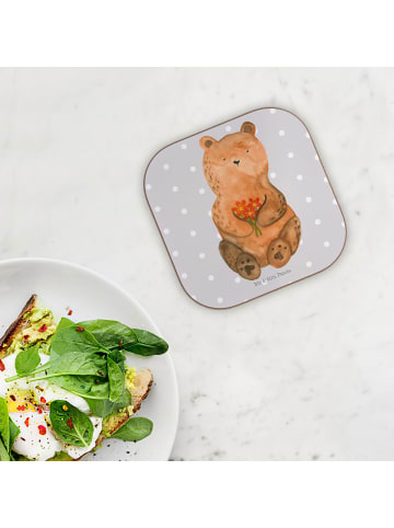 Mr. & Mrs. Panda Untersetzer Tasse Bär Dankbar ohne Spruch in Grau Pastell