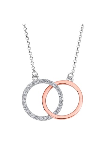 LOTUS silver Verbundene Kreise Halskette 925 Sterling Silber ca. 42cm silber, rose, weiß
