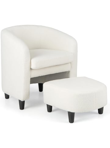 COSTWAY Sessel mit Fußhocker in Weiß