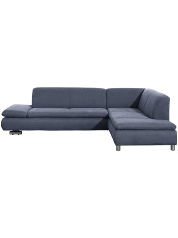 58 aufm Kessel ECKSOFA mit Ottomane rechts Kaye Flachgewebe blau