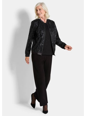 GOLDNER Kurzgröße:  Blouson Edler Perlen-Blouson mit Pailletten in schwarz / metallic / gemustert
