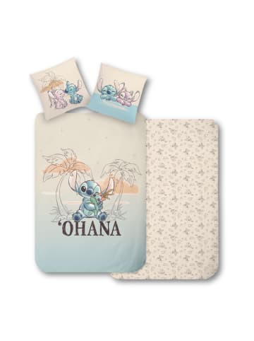 MTOnlinehandel Bettwäsche-Set "Disney's Lilo & Stitch OHANA" in Beige
