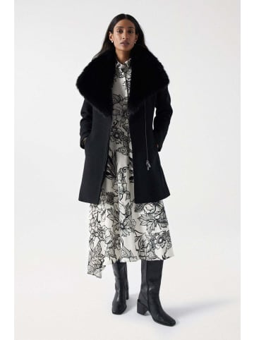 Salsa Jeans Wollmantel Wool Coat With Fur Collar in Black