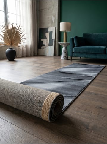 KADIMA DESIGN Teppich Kurzflor Waschbar Abstrakt ASPEN Strapazierfähig OEKO-TEX in Schwarz