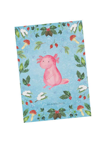 Mr. & Mrs. Panda Grußkarte Axolotl Glücklich ohne Spruch in Eisblau