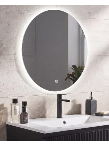 Beliani Badezimmerspiegel CALLAC in Silber - (W) 60 x (H) 60 x (L) 3 cm Vertikal
