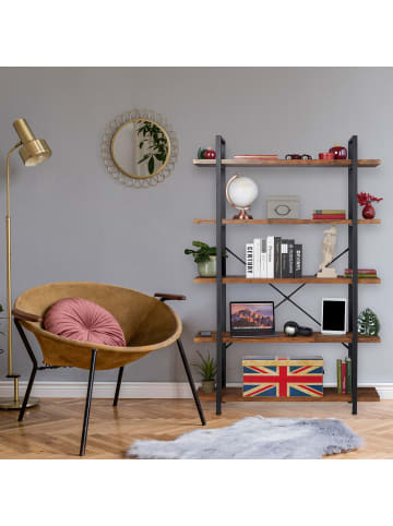 relaxdays Bücherregal in Braun - (B)120 x (H)178 x (T)33,5 cm