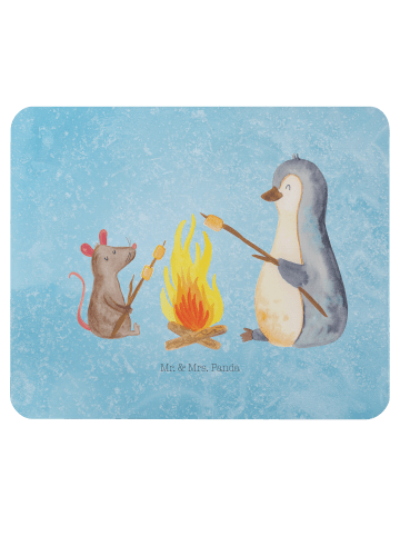 Mr. & Mrs. Panda Mauspad Pinguin Lagerfeuer ohne Spruch in Eisblau