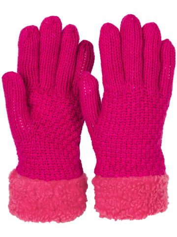 styleBREAKER Strickhandschuhe mit Perlmuster und Fleece in Pink