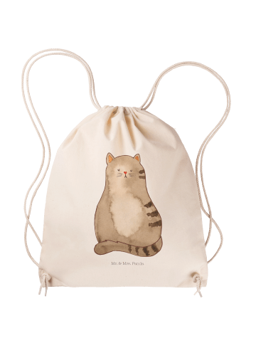 Mr. & Mrs. Panda Baumwoll Rucksack Katze Sitzen ohne Spruch in Creme