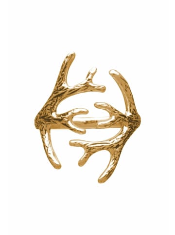 Gemshine Ringe Alpin Elch Geweih Größenverstellbar in gold coloured