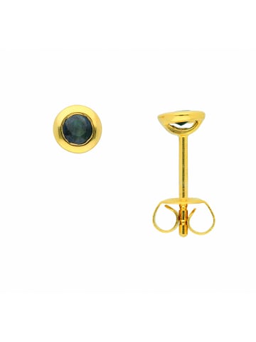 Adeliás Damen 585 Gold Ohrringe / Ohrstecker mit Safir in blau