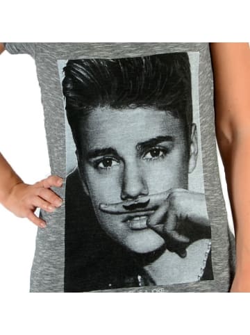 Eleven Paris Bieber-T-Shirt mit Justin Bieber-Aufdruck, Baumwolle, Vintage-Look Grau