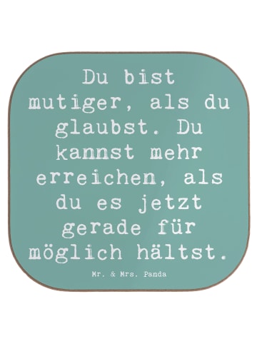 Mr. & Mrs. Panda Coaster Spruch Mut und Tapferkeit mit Spruch in Meeresbrise