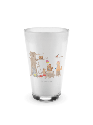 Mr. & Mrs. Panda Latte Macchiato Glas Waldtiere Picknick mit Spruch in Transparent