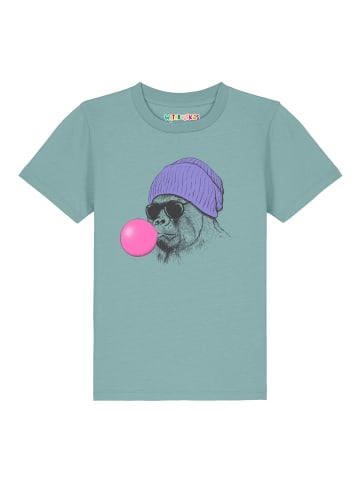 wat? Apparel T-Shirt Gorilla Kaugummi in Teal Monstera